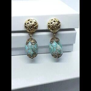 Vintage Friedrich Turquoise Clip-On Earrings